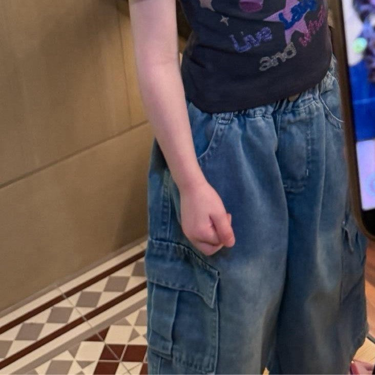 IRIS KIDS Korean Cute Shirt & Jeans Set — girls outfit, product photo 10 of 11