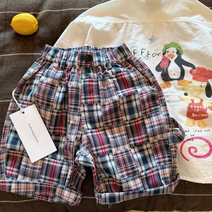 IRIS KIDS Mini Preppy Shorts — kids plaid shorts, product photo 3 of 6