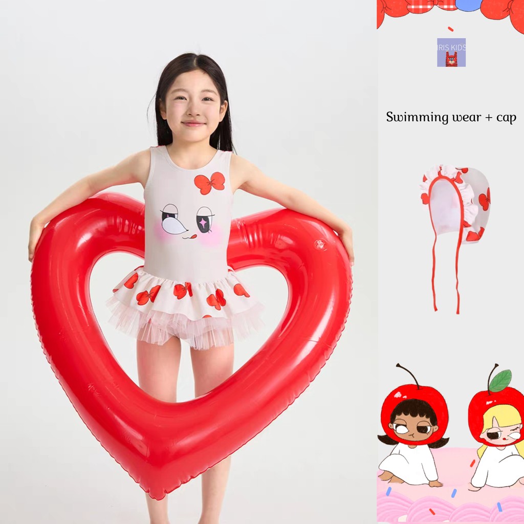IRIS KIDS Ribbon Swimming Set — girls one-piece swimsuit and cap, product photo 1 of 10
