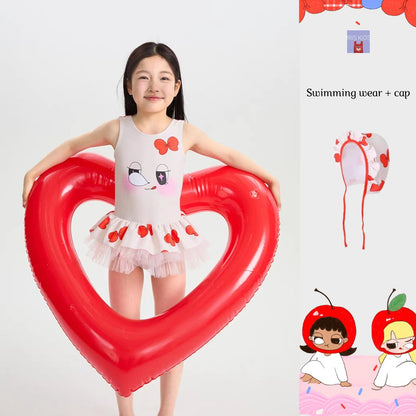 IRIS KIDS Ribbon Swimming Set — girls one-piece swimsuit and cap, product photo 1 of 10