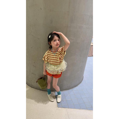 IRIS KIDS Sunny Day Ruffle — kids striped top and shorts set, product photo 6 of 11