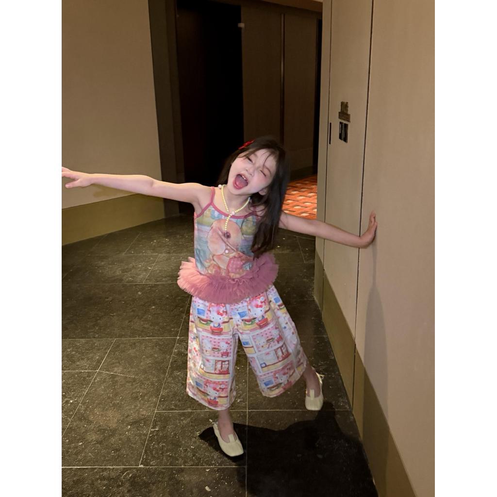 IRIS KIDS Cute Cartoon Set — kids pink top and printed pants, product photo 5 of 10