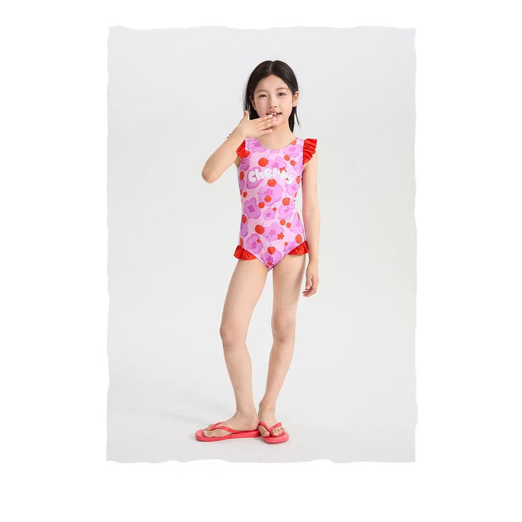 IRIS KIDS Cherry Swimming Set — girls one-piece swimsuit with cap, product photo 9 of 10