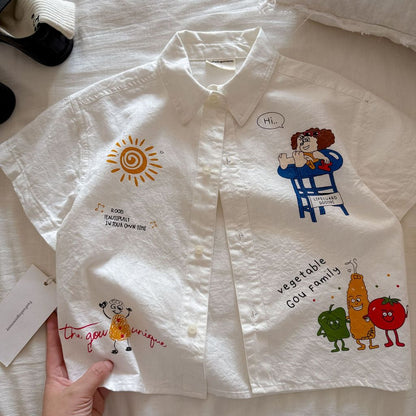 IRIS KIDS Summer Cartoon Shirt — kids graphic print shirt, product photo 3 of 6