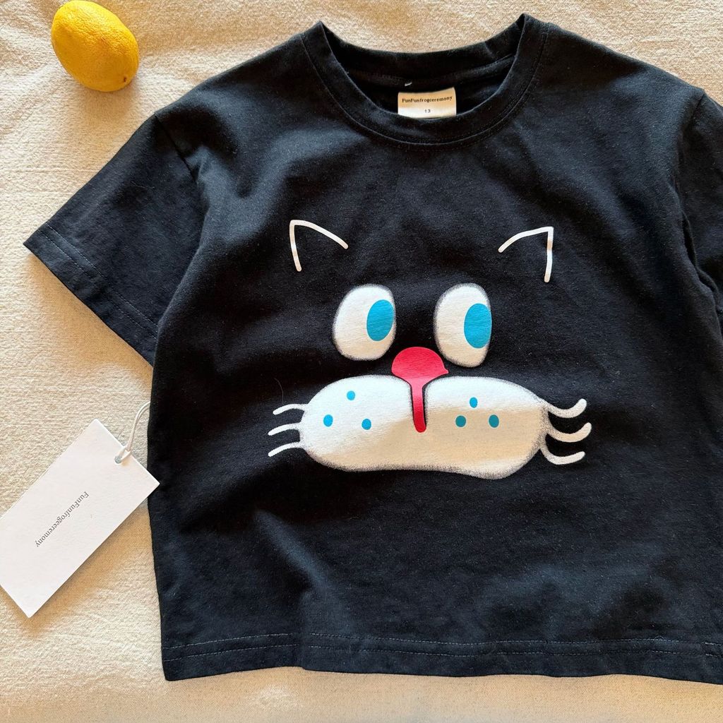 IRIS KIDS Midnight Kitty Tee — kids cat-print t-shirt, product photo 2 of 5