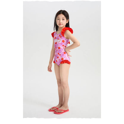 IRIS KIDS Cherry Swimming Set — girls one-piece swimsuit with cap, product photo 7 of 10