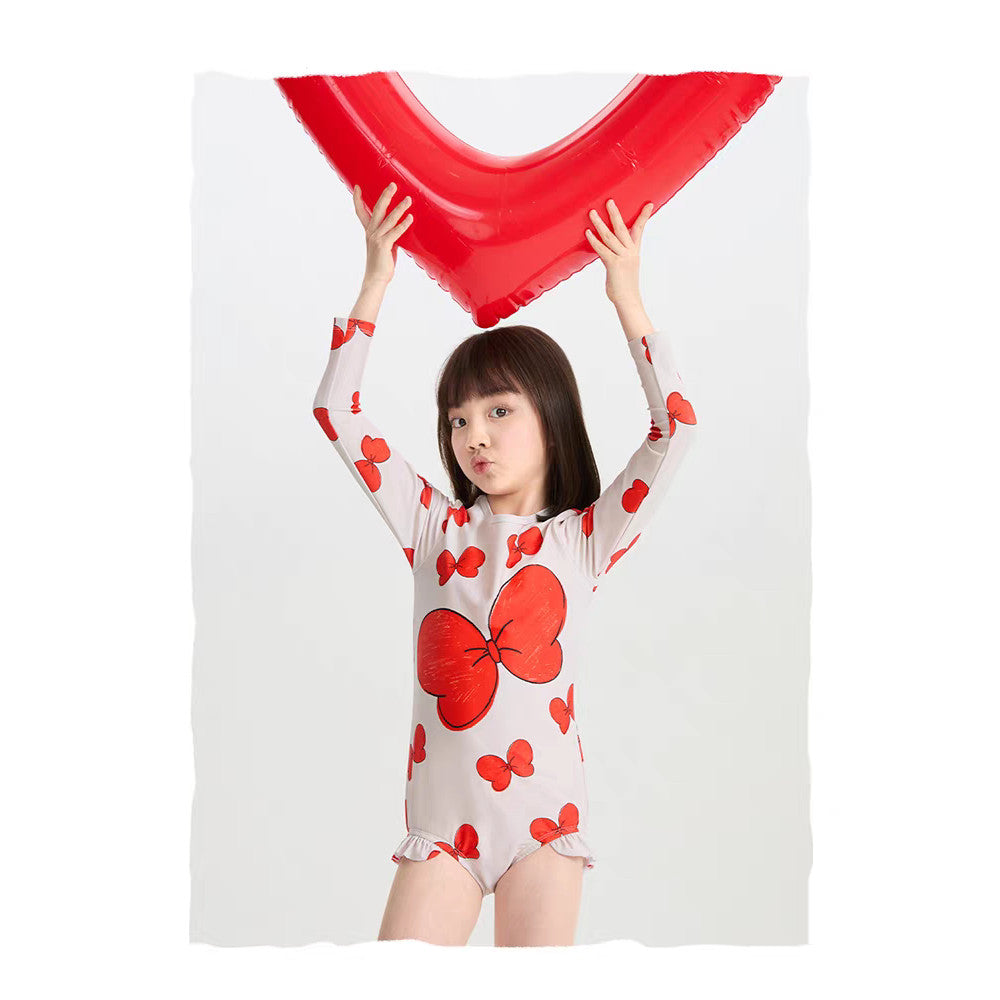 IRIS KIDS Big Ribbon Swimming Set — girls one-piece swimsuit and cap, product photo 3 of 9