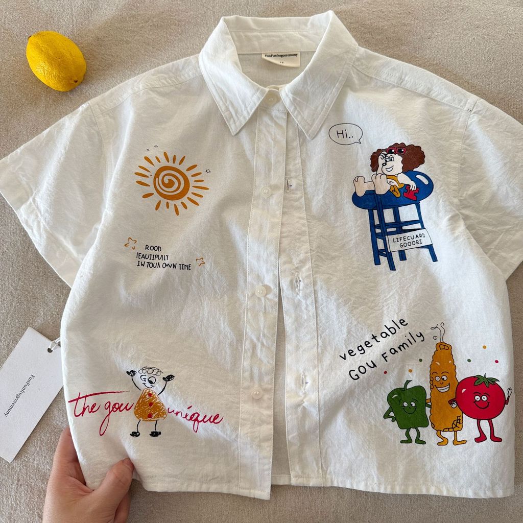 IRIS KIDS Summer Cartoon Shirt — kids graphic print shirt, product photo 2 of 6