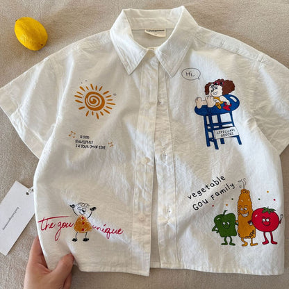IRIS KIDS Summer Cartoon Shirt — kids graphic print shirt, product photo 2 of 6