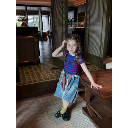 IRIS KIDS Candy Stripe Set — kids striped tee and jeans, product photo 4 of 10