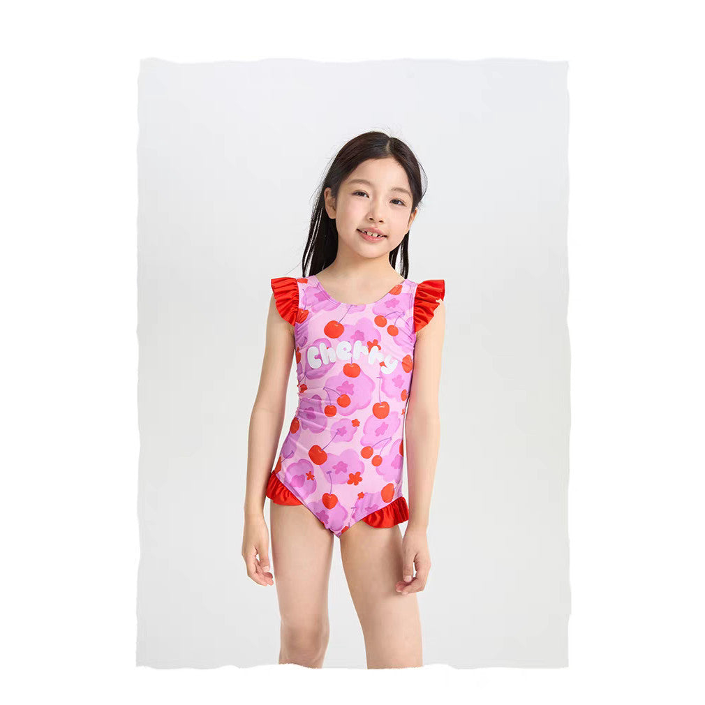 IRIS KIDS Cherry Swimming Set — girls one-piece swimsuit with cap, product photo 8 of 10