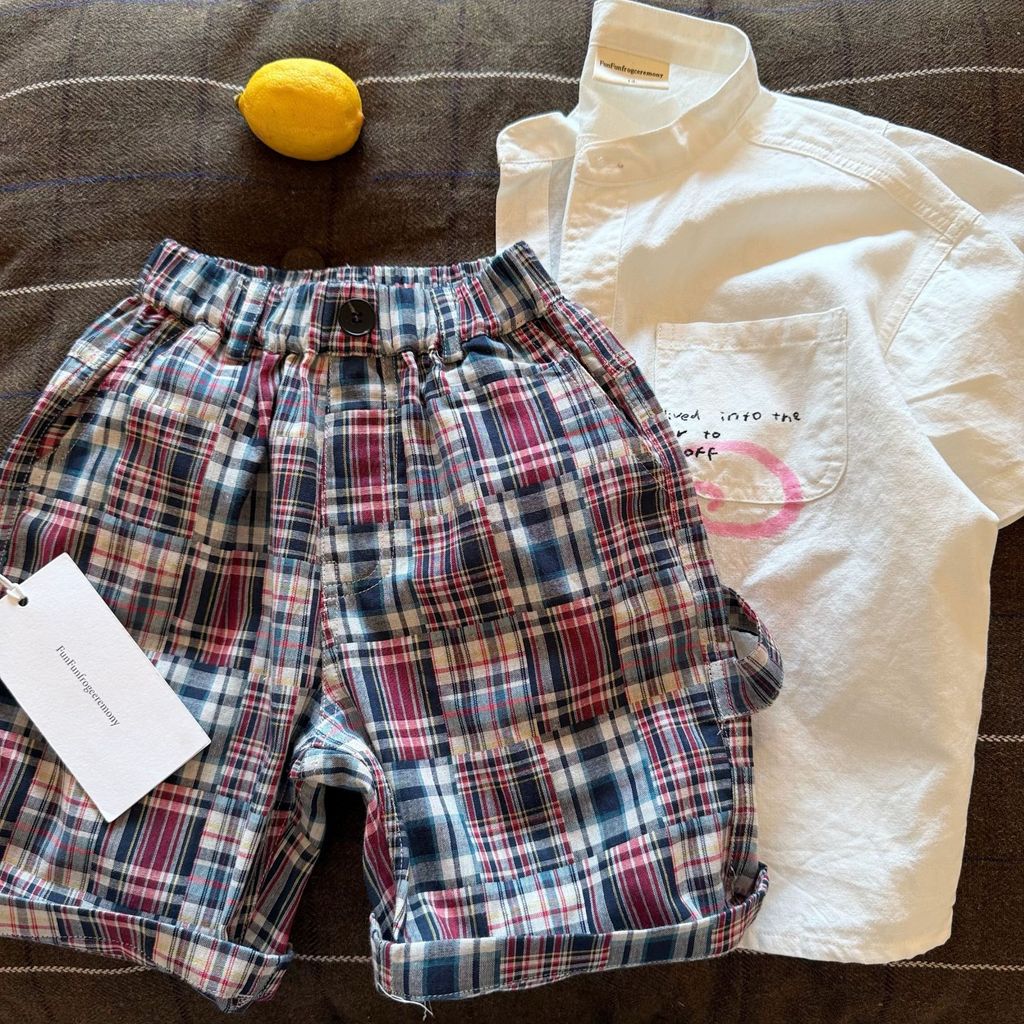 IRIS KIDS Mini Preppy Shorts — kids plaid shorts, product photo 1 of 6