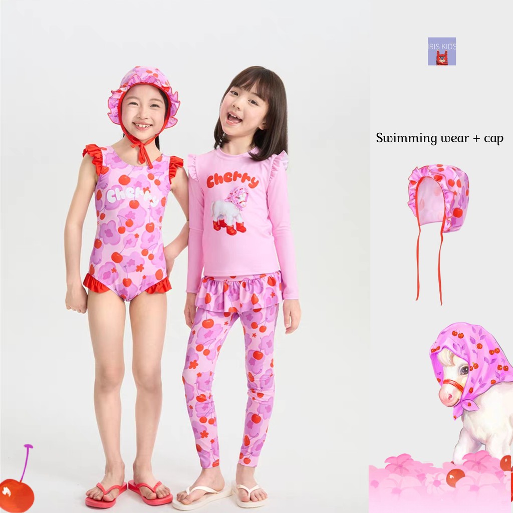 IRIS KIDS Cherry Pony Swimming Set — girls swimsuit and cap, product photo 1 of 11