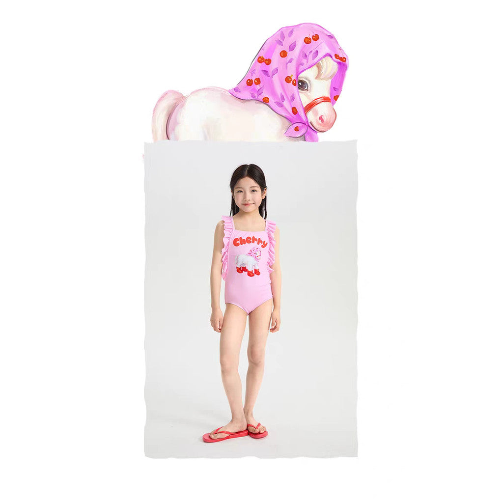 IRIS KIDS Cherry Pony Swimming One-Piece — kids swimsuit with cap, product photo 5 of 9