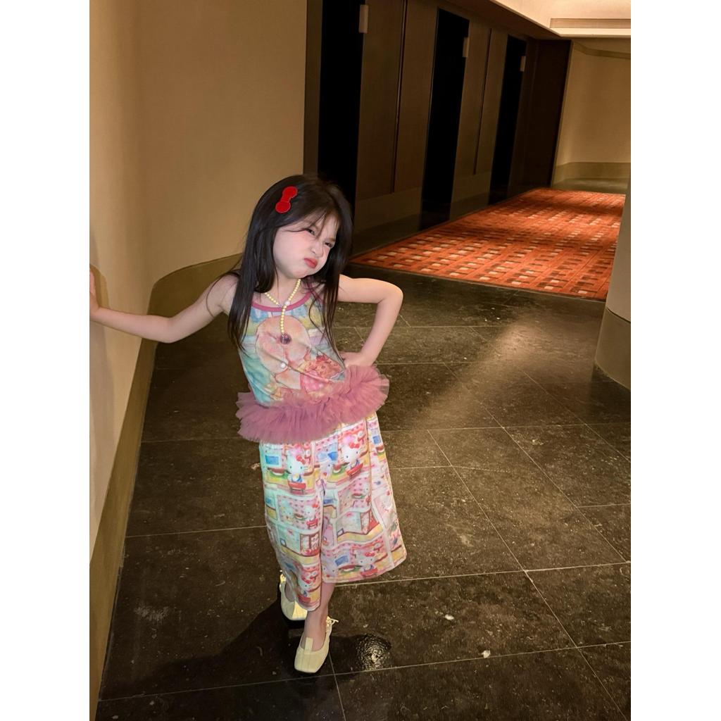 IRIS KIDS Cute Cartoon Set — kids pink top and printed pants, product photo 7 of 10