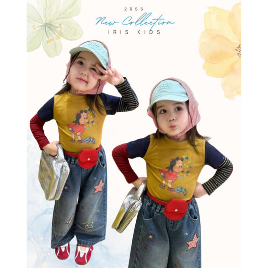 IRIS KIDS Twinkle Denim Set — kids cartoon-print shirt and jeans set, product photo 1 of 9