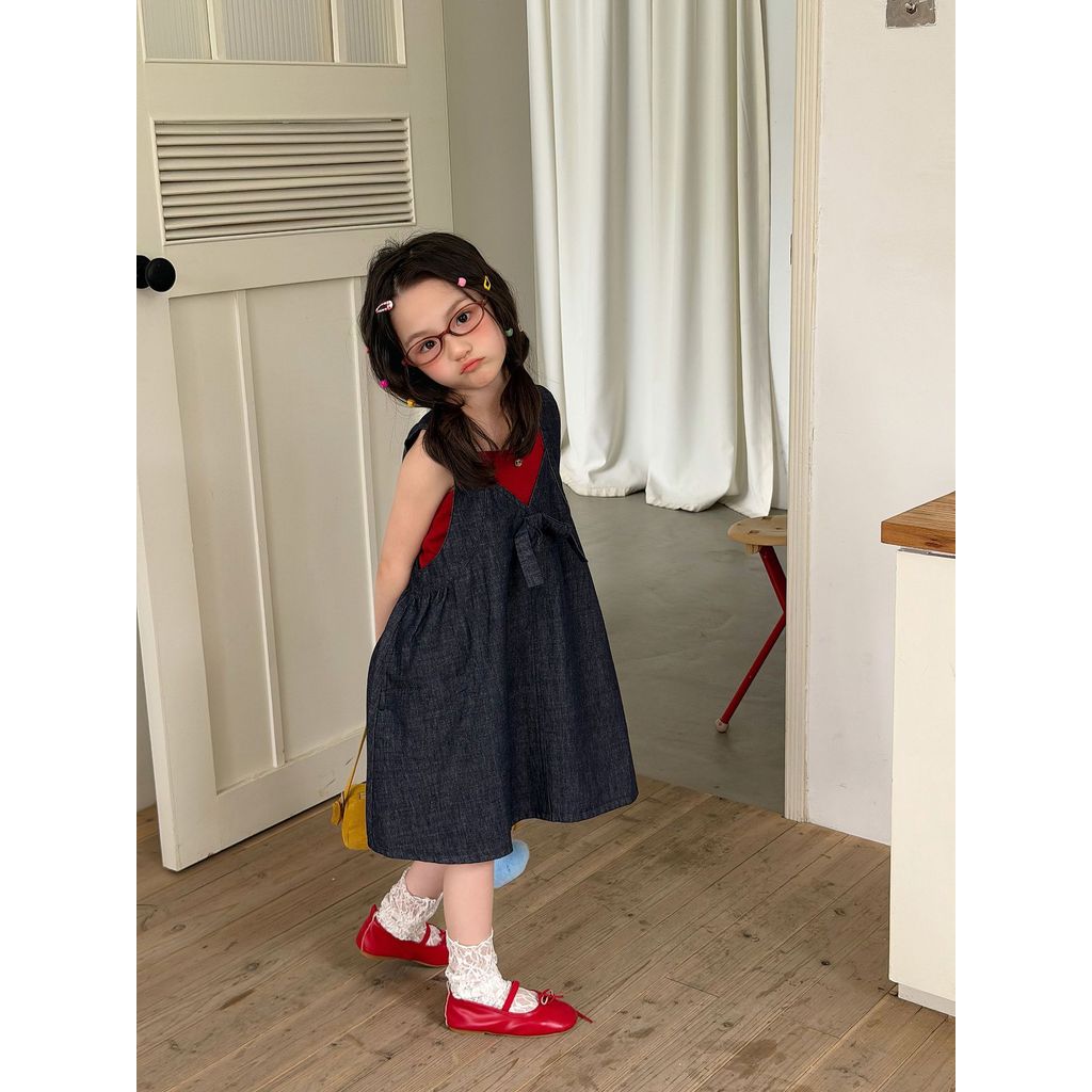 IRIS KIDS Cozy Bow Dress — girls V-neck bow dress, product photo 7 of 10