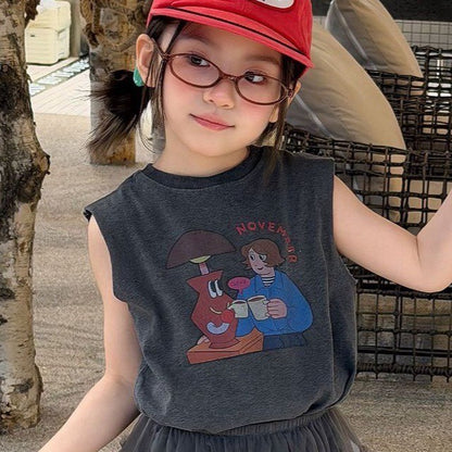 IRIS KIDS Vintage Café Tank — girls sleeveless top, product photo 11 of 11