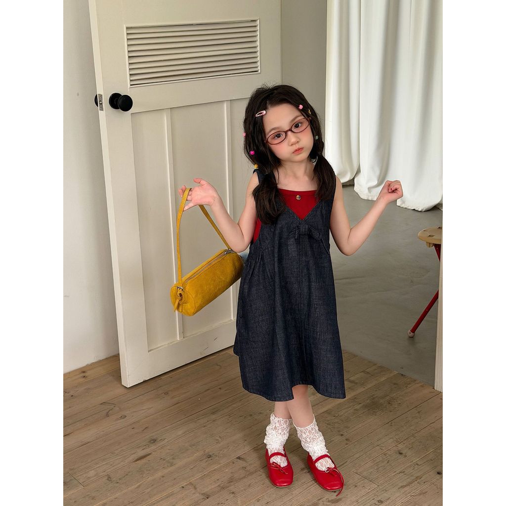 IRIS KIDS Cozy Bow Dress — girls V-neck bow dress, product photo 4 of 10