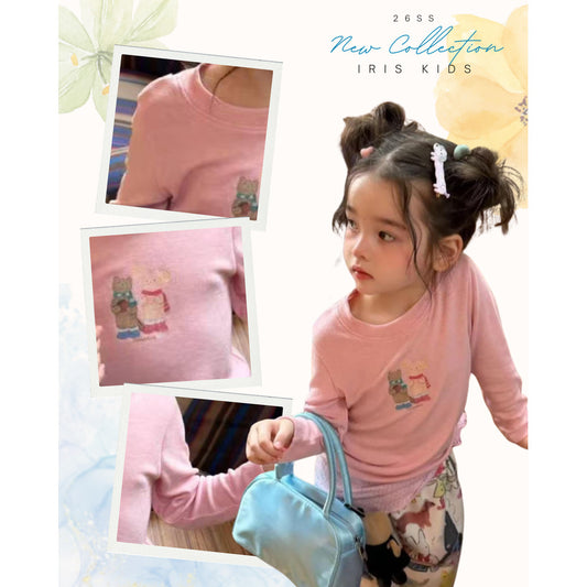 IRIS KIDS Little Bear Hug Set — kids pink bear-print outfit, product photo 1 of 5