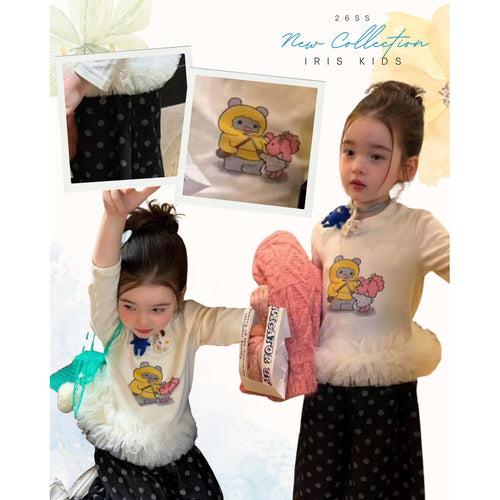 IRIS KIDS Blooming Girl Set — girls ruffle top and polka dot pants, product photo 1 of 8