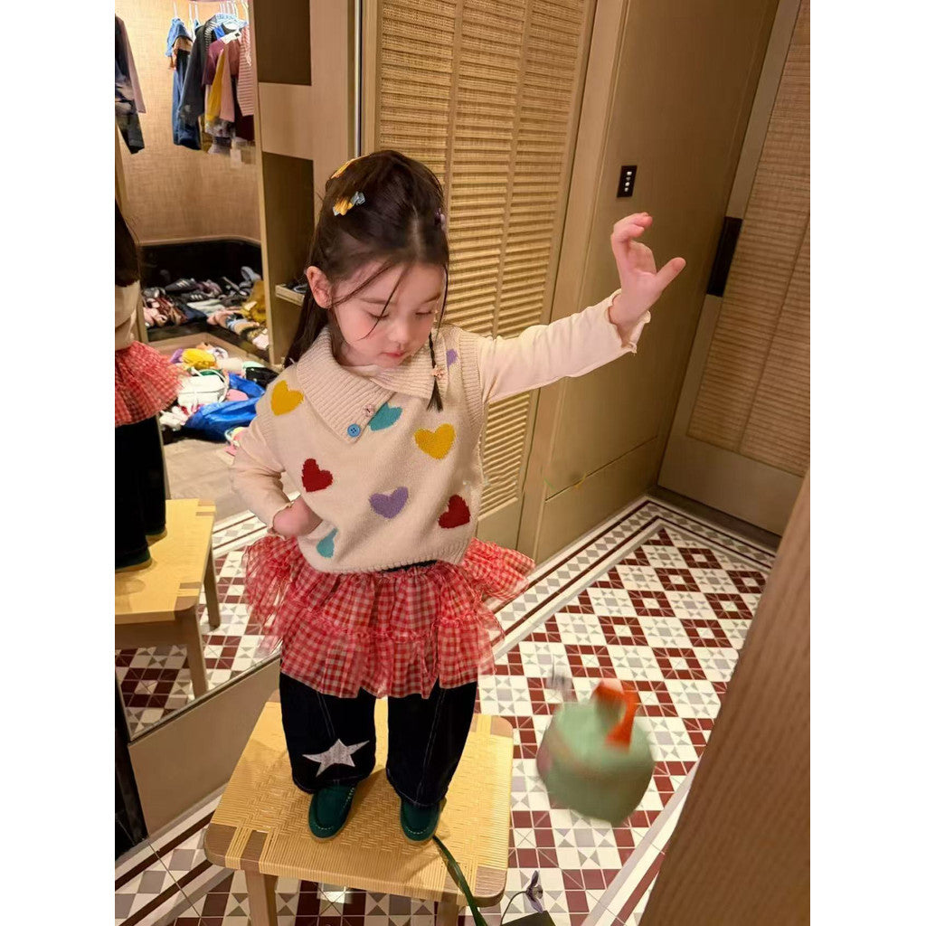 IRIS KIDS Candy Heart Set — kids heart-print top with pants or skirt, product photo 2 of 5