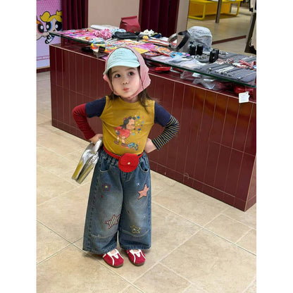 IRIS KIDS Twinkle Denim Set — kids cartoon-print shirt and jeans set, product photo 4 of 9