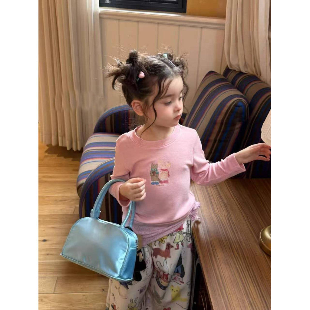IRIS KIDS Little Bear Hug Set — kids pink bear-print outfit, product photo 2 of 5