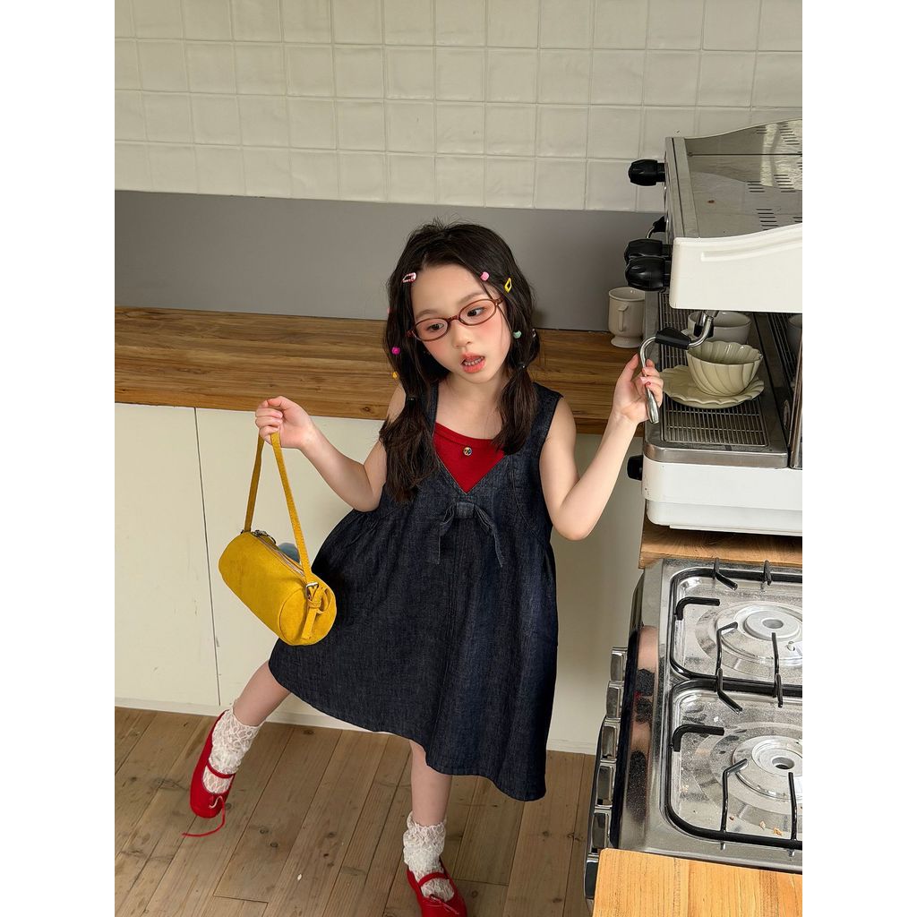 IRIS KIDS Cozy Bow Dress — girls V-neck bow dress, product photo 6 of 10