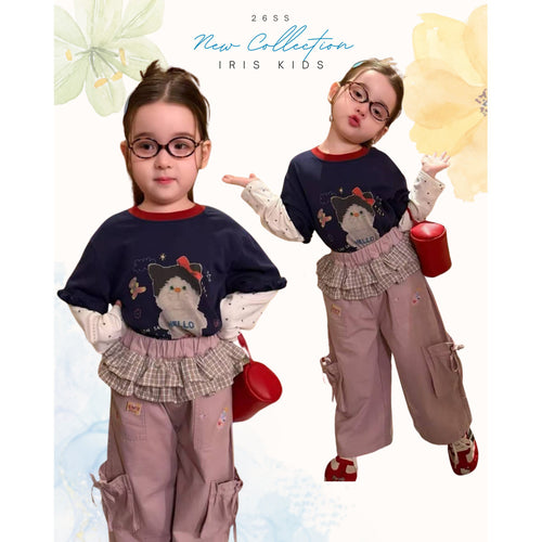 IRIS KIDS Mini Fashion Set — kids layered top and cargo pants, product photo 1 of 8