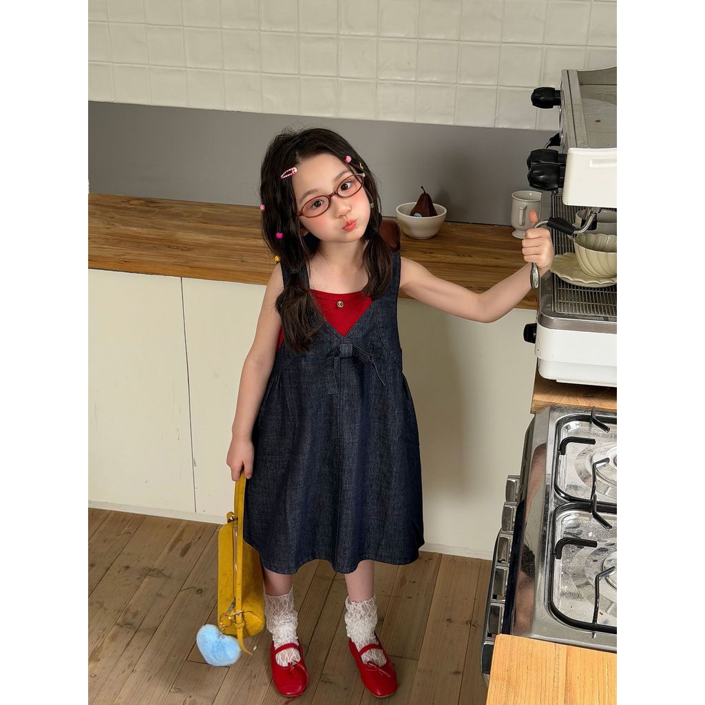 IRIS KIDS Cozy Bow Dress — girls V-neck bow dress, product photo 9 of 10