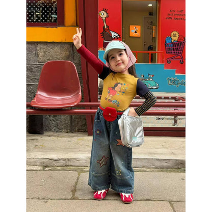 IRIS KIDS Twinkle Denim Set — kids cartoon-print shirt and jeans set, product photo 2 of 9