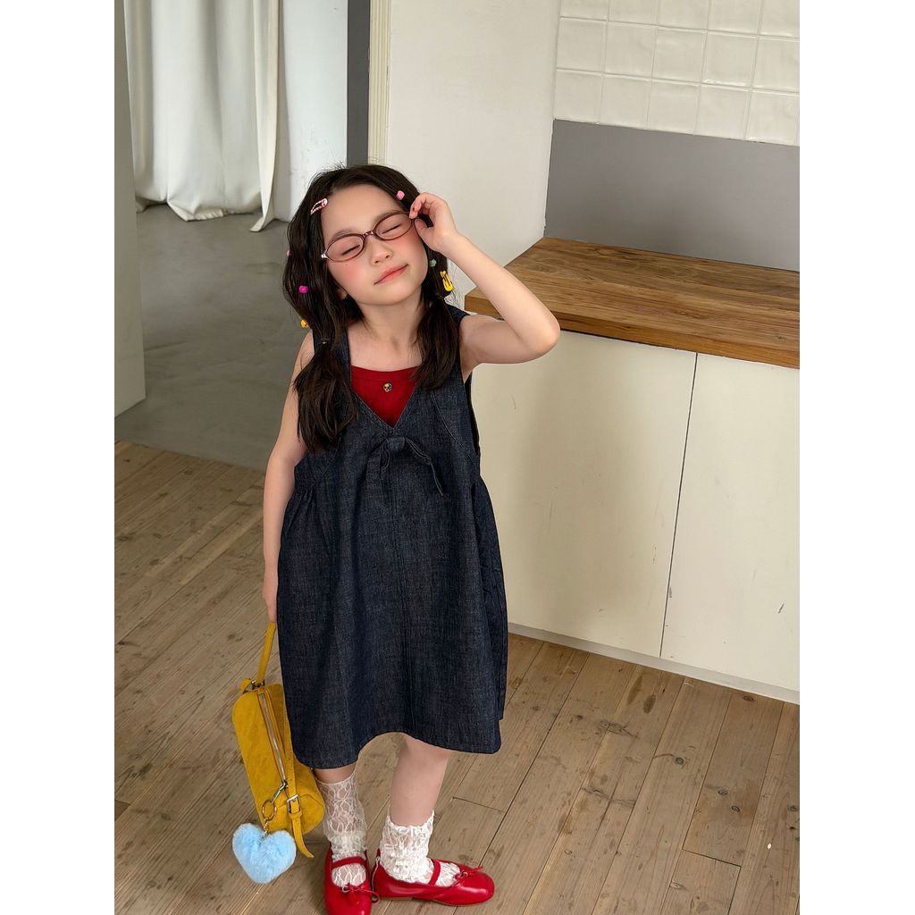 IRIS KIDS Cozy Bow Dress — girls V-neck bow dress, product photo 3 of 10