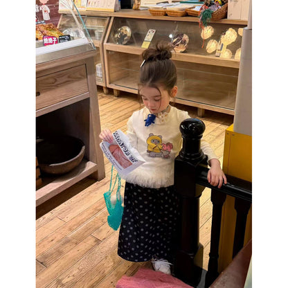 IRIS KIDS Blooming Girl Set — girls ruffle top and polka dot pants, product photo 5 of 8