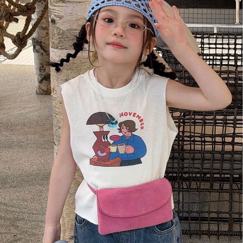 IRIS KIDS Vintage Café Tank — girls sleeveless top, product photo 10 of 11