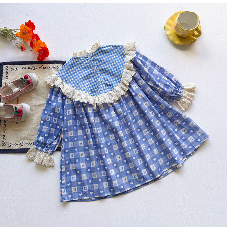 IRIS KIDS Misty Blue Teddy Dress — kids dress in dusty blue, product photo 9 of 10