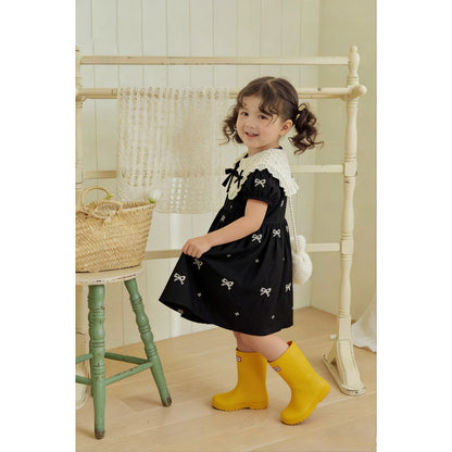 IRIS KIDS Midnight Bow Dress — girls black dress with lace collar, product photo 4 of 10