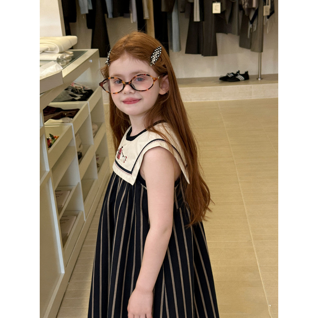 IRIS KIDS Little Sailor Chic — girls striped sailor dress, product photo 6 of 10