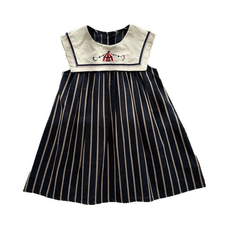 IRIS KIDS Little Sailor Chic — girls striped sailor dress, product photo 10 of 10