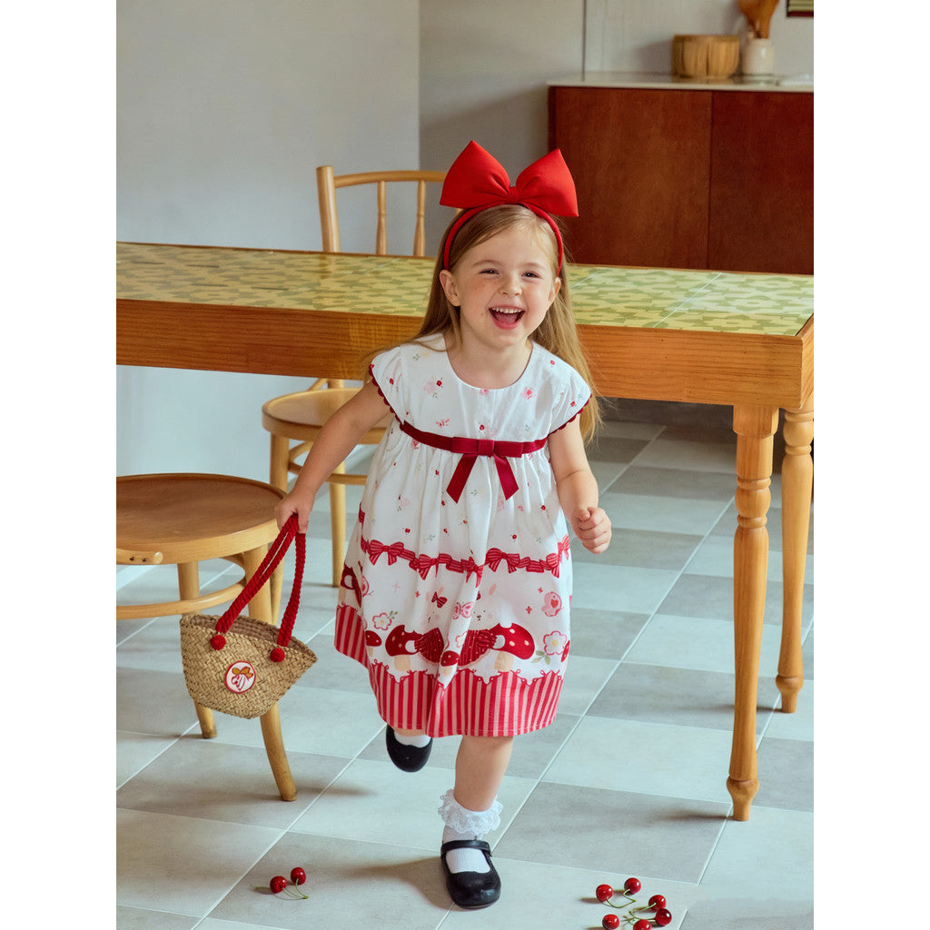 IRIS KIDS Red Bow Baby Dress — girls floral dress, product photo 3 of 10