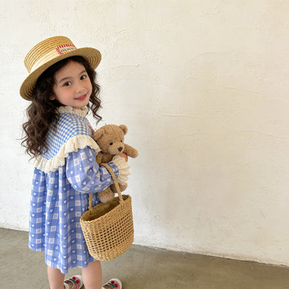 IRIS KIDS Misty Blue Teddy Dress — kids dress in dusty blue, product photo 4 of 10