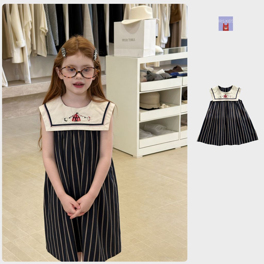 IRIS KIDS Little Sailor Chic — girls striped sailor dress, product photo 1 of 10