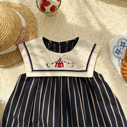 IRIS KIDS Little Sailor Chic — girls striped sailor dress, product photo 8 of 10