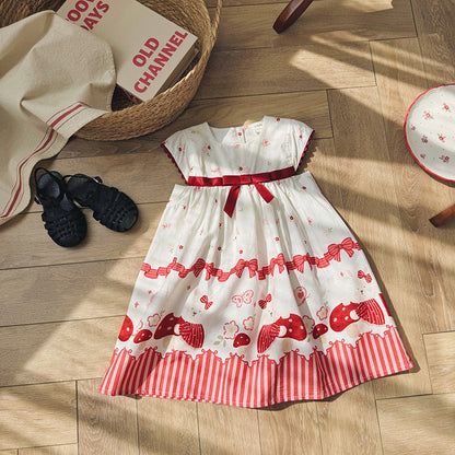 IRIS KIDS Red Bow Baby Dress — girls floral dress, product photo 4 of 10
