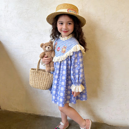 IRIS KIDS Misty Blue Teddy Dress — kids dress in dusty blue, product photo 6 of 10
