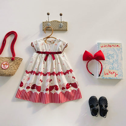 IRIS KIDS Red Bow Baby Dress — girls floral dress, product photo 6 of 10