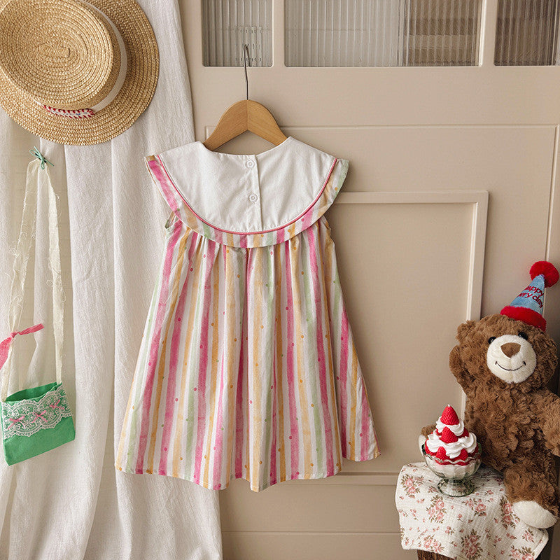 IRIS KIDS Pastel Bear Dress — girls embroidered bear dress, product photo 6 of 9