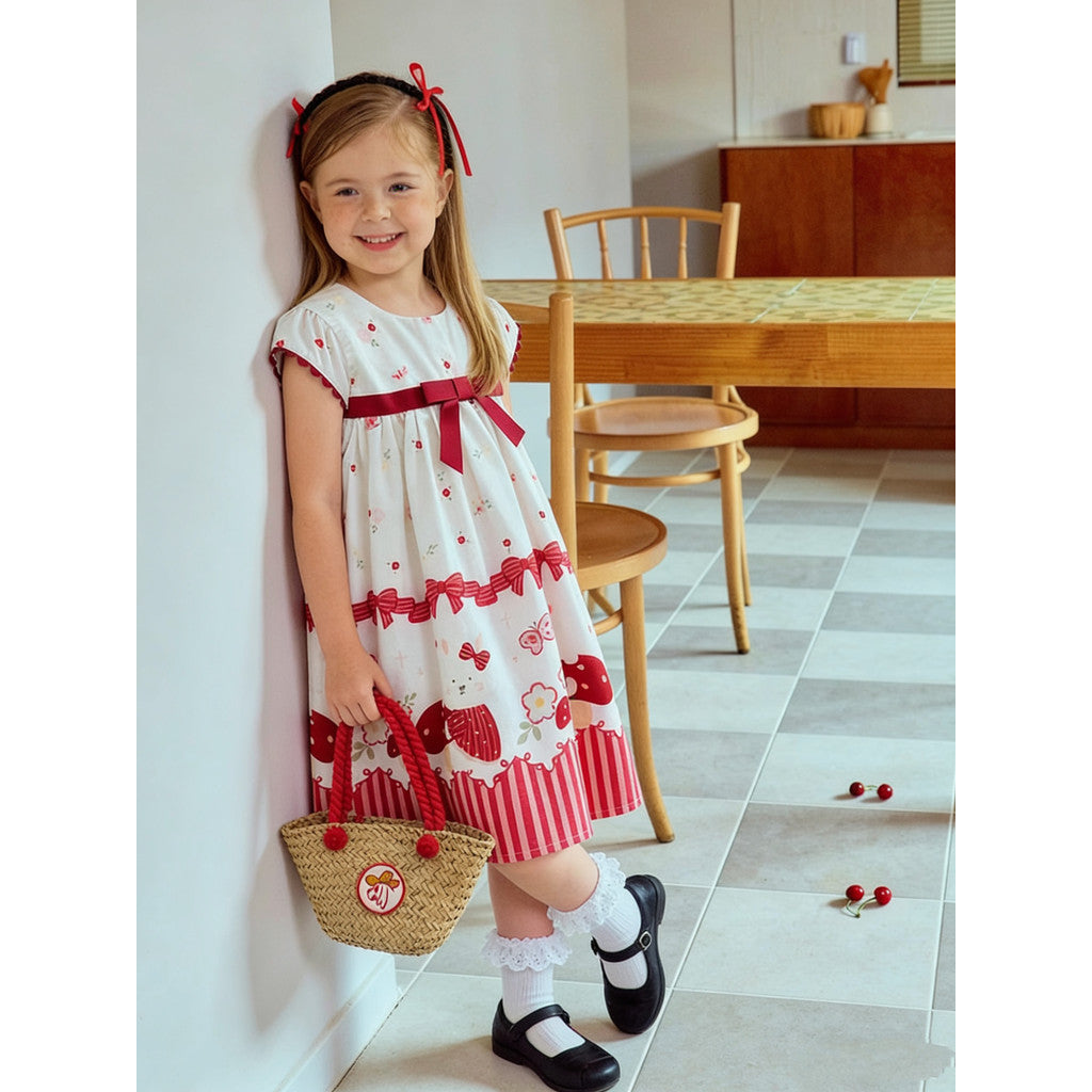 IRIS KIDS Red Bow Baby Dress — girls floral dress, product photo 7 of 10