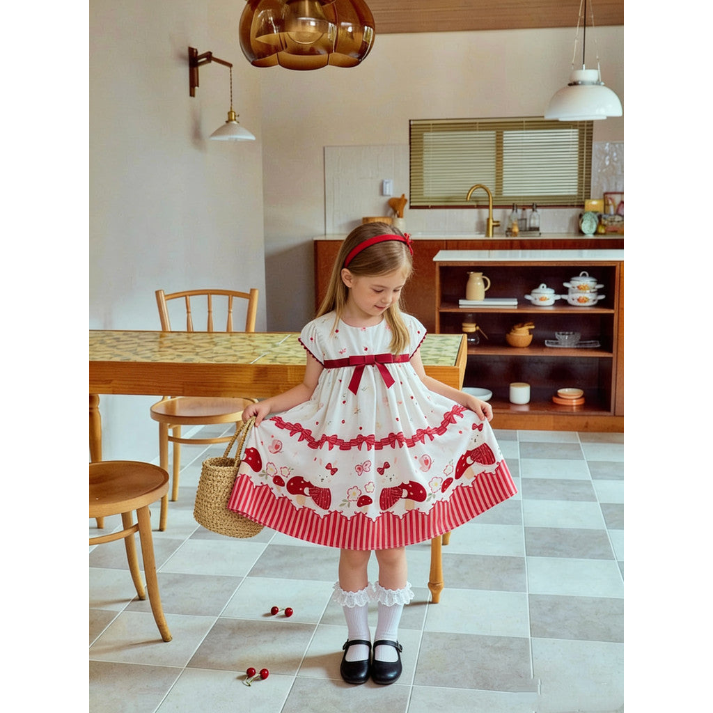IRIS KIDS Red Bow Baby Dress — girls floral dress, product photo 5 of 10