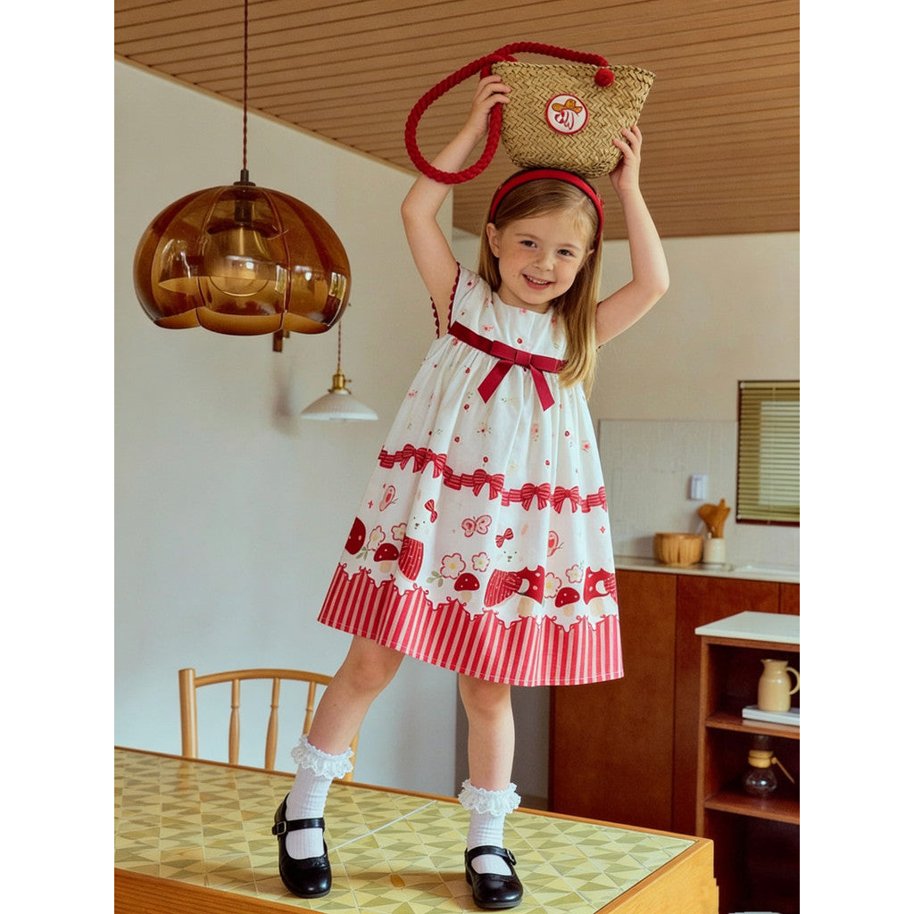 IRIS KIDS Red Bow Baby Dress — girls floral dress, product photo 2 of 10